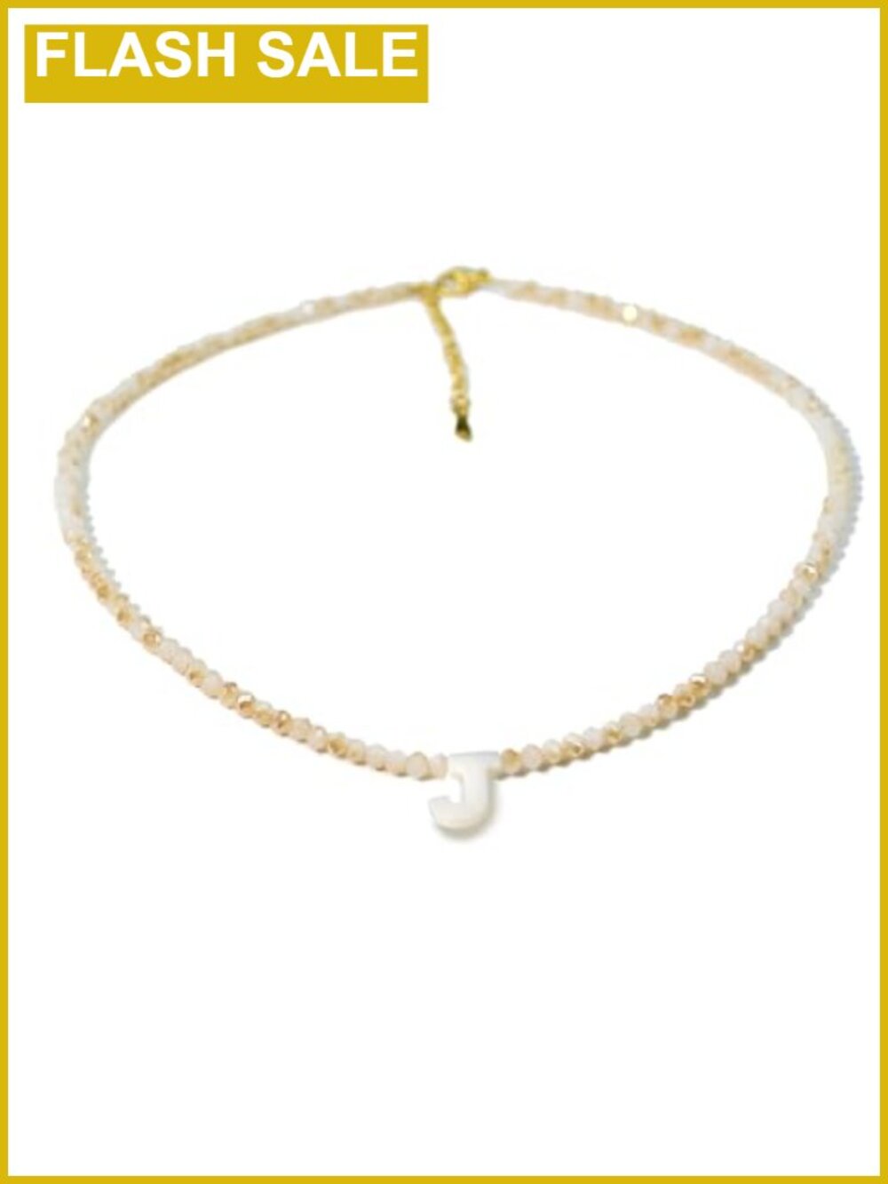Handmade Beaded Initial Choker Necklace Stainless Steel Shell Pendant